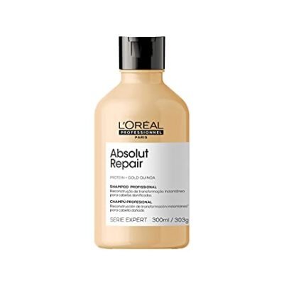 L'Oréal Professionnel Serie Expert Absolut Repair, Shampoo Reestruturante para Cabelos Danificados com Gold Quinoa e Proteína, Reparação e Brilho Intenso, 300ml